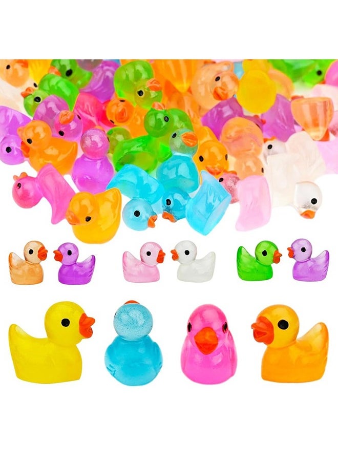 Generic 100pcs Mini Bright Resin Ducks Colorful Luminous Figurines Garden Ducks Tiny Ducks Ornaments Micro Landscape Garden for Dollhouse Ornament Garden Statue Landscape Craft Decorative  - Image 2