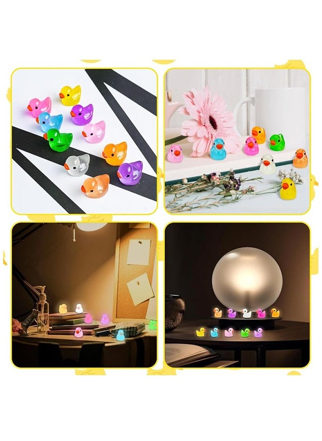 Generic 100pcs Mini Bright Resin Ducks Colorful Luminous Figurines Garden Ducks Tiny Ducks Ornaments Micro Landscape Garden for Dollhouse Ornament Garden Statue Landscape Craft Decorative  - Image 4