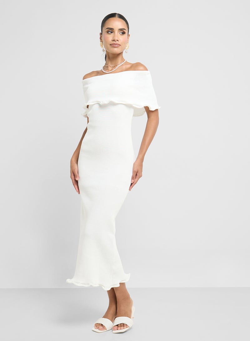 Ginger Off Shoulder Bodycon Midi Dress - Image 1