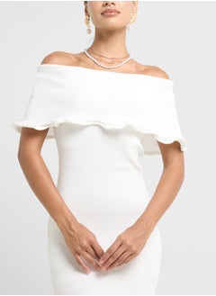 Ginger Off Shoulder Bodycon Midi Dress  - Image 3