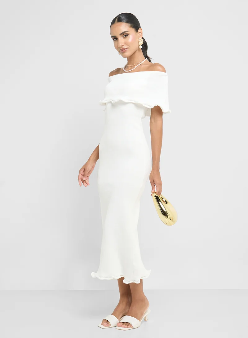 Ginger Off Shoulder Bodycon Midi Dress