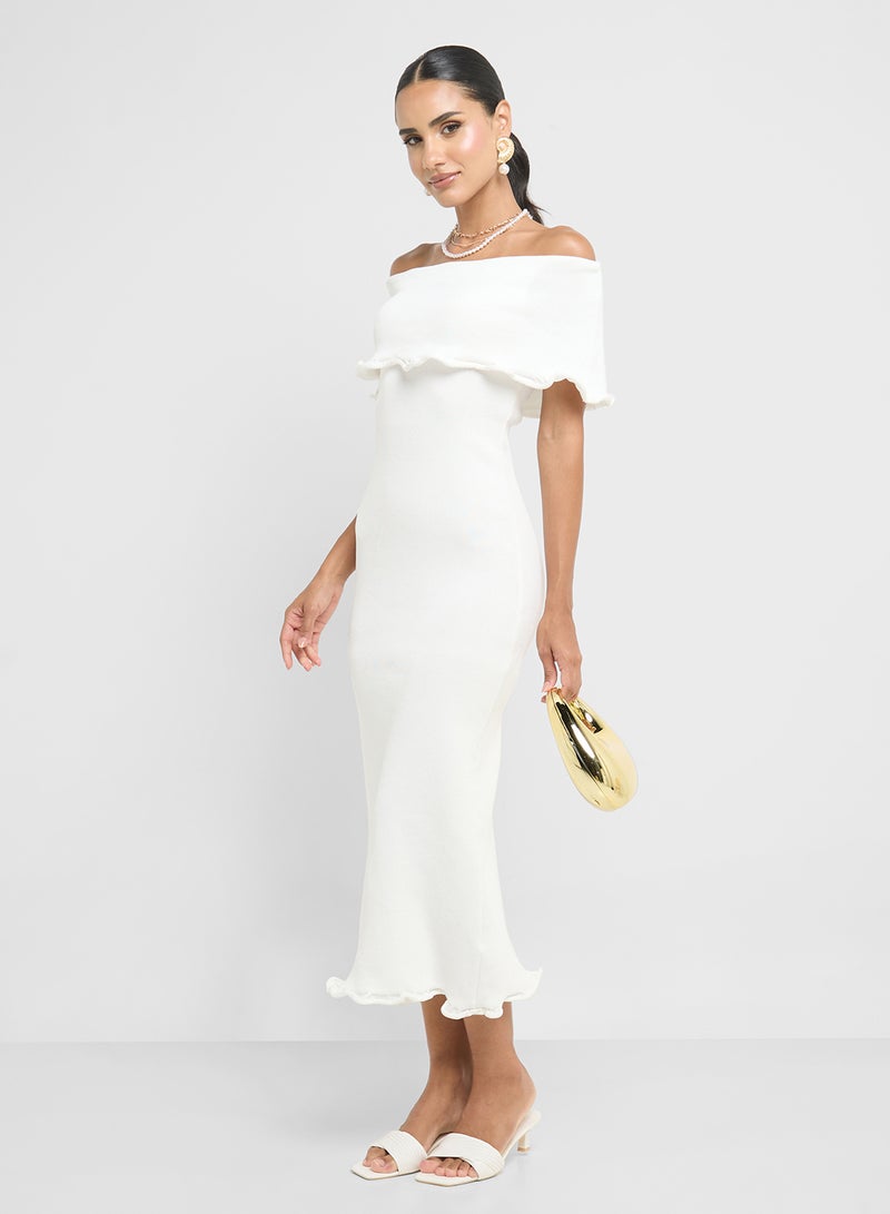 Ginger Off Shoulder Bodycon Midi Dress - Image 4