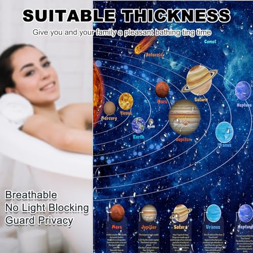 Mocsicka Galactic Outer Space Shower Curtain Boys Nebula Universe Planet Bath Curtain Science Theme Waterproof Bathroom Accessories Decor with 12 Hooks - Image 4