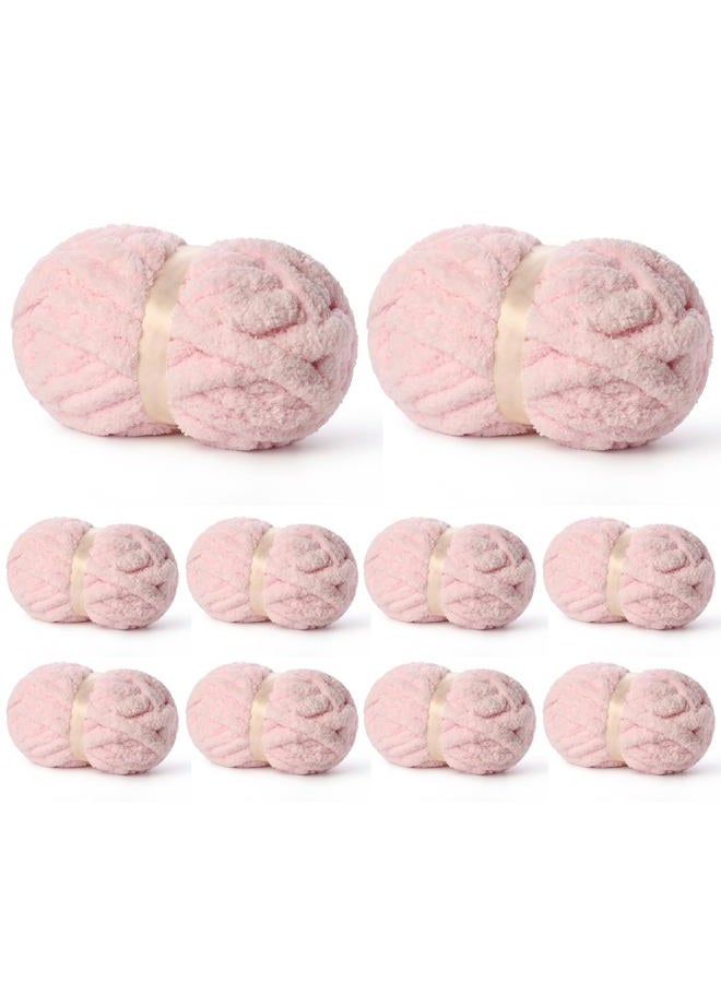 OMoiut 10 Pack of Pink Soft Jumbo Chunky Yarn for Hand Knitting,Thick Blanket Yarn for Crocheting, #10 Super Bulky Yarns, 220yds/70.5oz Fluffy Chunky Chenille Yarns for Crocheting. - Image 1