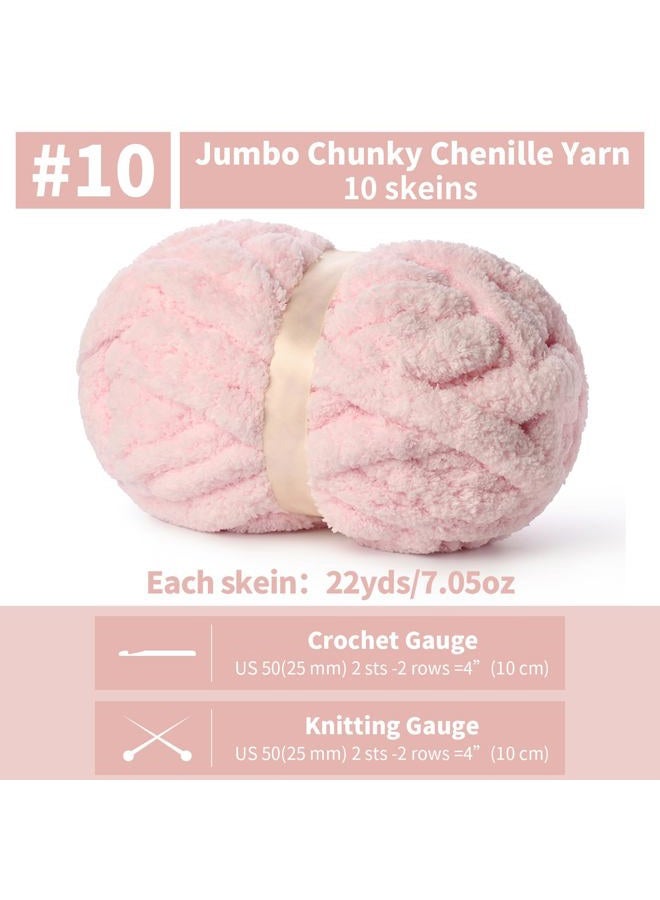 OMoiut 10 Pack of Pink Soft Jumbo Chunky Yarn for Hand Knitting,Thick Blanket Yarn for Crocheting, #10 Super Bulky Yarns, 220yds/70.5oz Fluffy Chunky Chenille Yarns for Crocheting. - Image 2