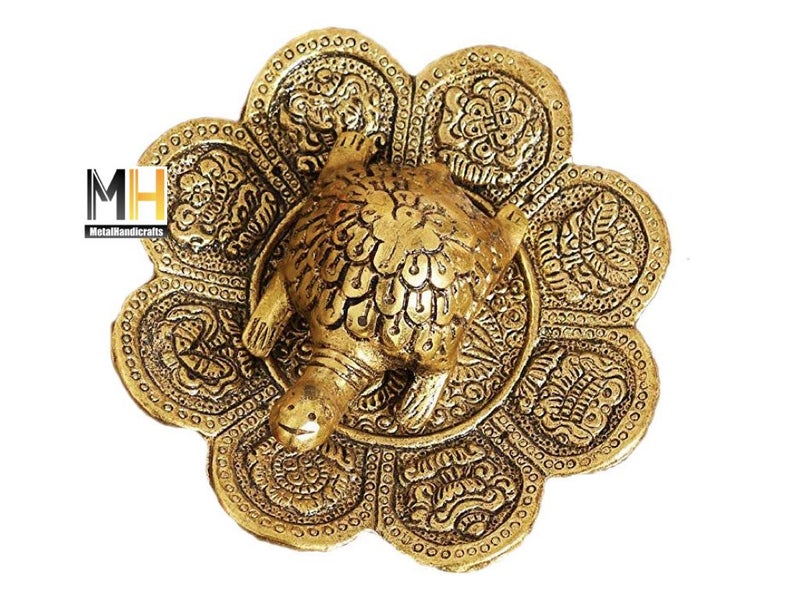 CHHARIYA CRAFTS Metal Feng Shui Tortoise On Plate for Good Luck Decorative Showpieces - Image 2