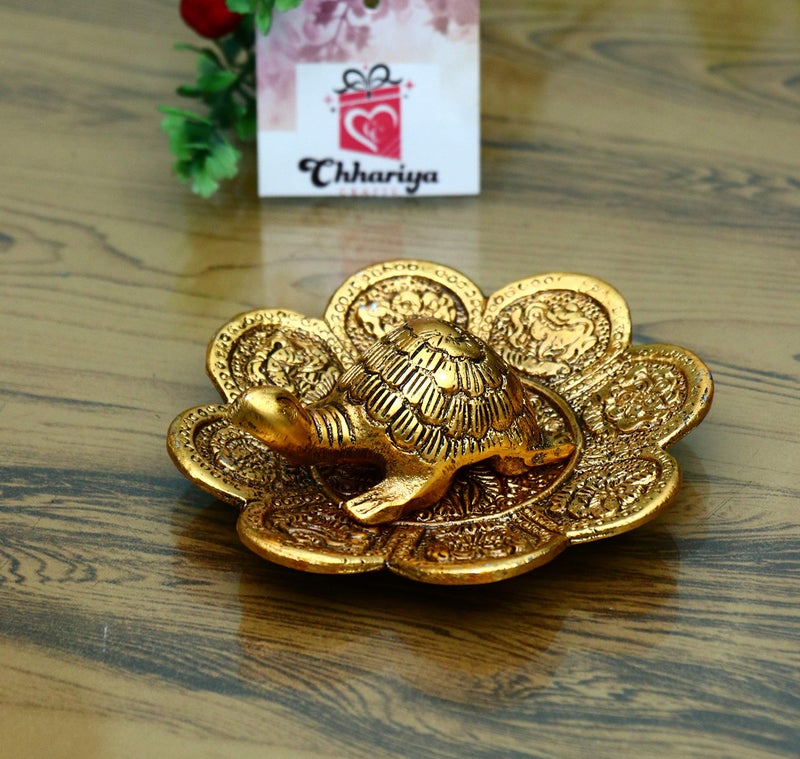 CHHARIYA CRAFTS Metal Feng Shui Tortoise On Plate for Good Luck Decorative Showpieces - Image 5