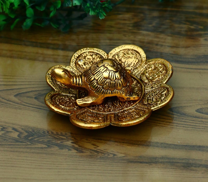 CHHARIYA CRAFTS Metal Feng Shui Tortoise On Plate for Good Luck Decorative Showpieces - Image 3