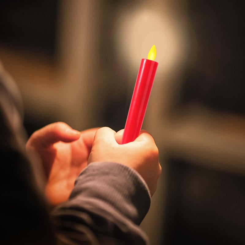 1 Pair Flameless Candle Flickering Smokeless Candle for Home Wedding Decoration Without Battery Red - Image 2