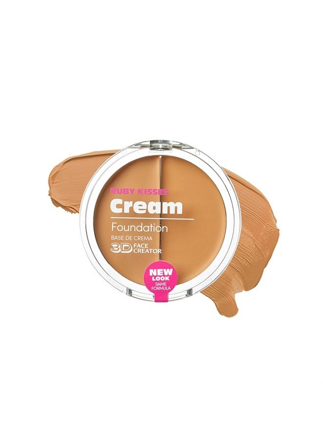 Ruby Kisses Cream Foundation 3D Face Creator 2-Color Foundation and Concealer, 12 Hour Wear Long Lasting, Medium to Full Coverage (Level 9) - Image 1
