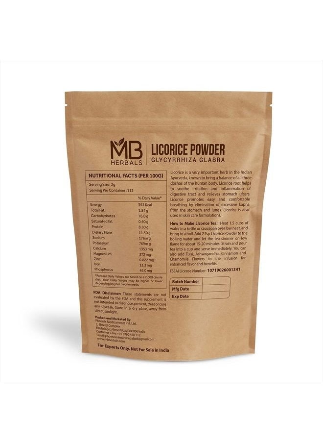 MB herbals - Licorice Root Powder 227g | Half Pound | Glycyrrhiza glabra | Mulethi | Yashtimadhu - Image 1