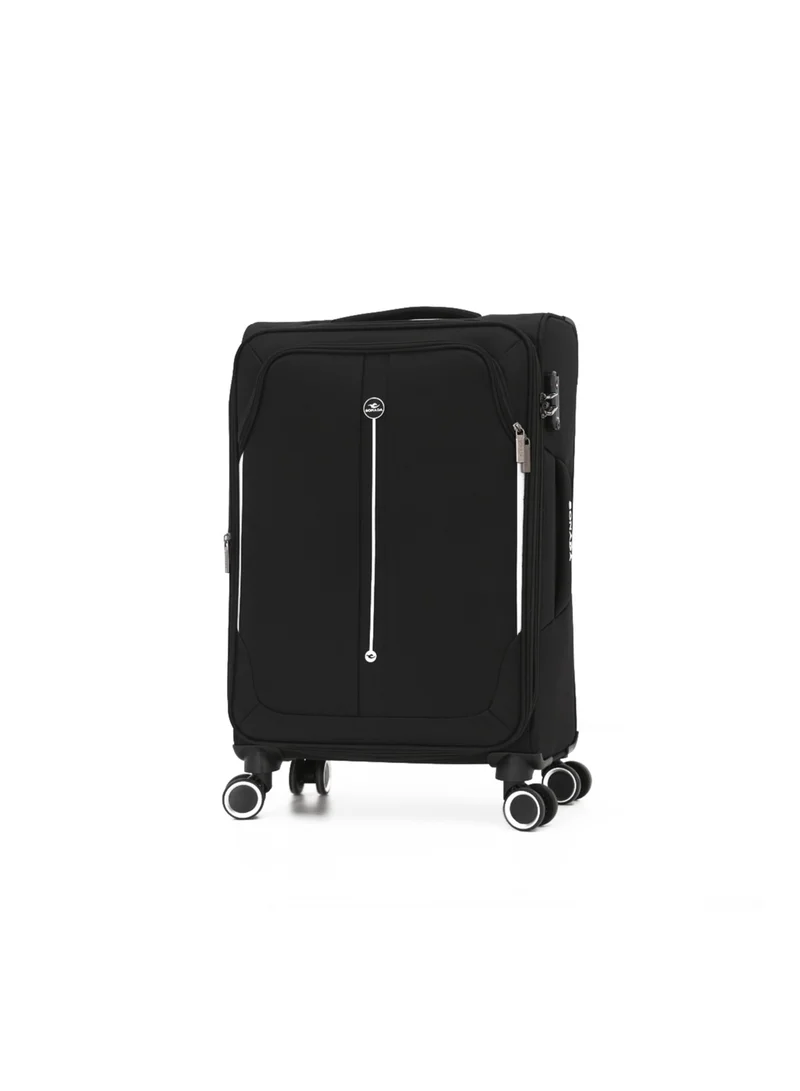 SONADA Softside Luggage Spinner Trolley Bag 3 Pieces Set,Black (S-20",M-24",L-28")