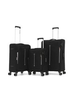 SONADA Softside Luggage Spinner Trolley Bag 3 Pieces Set,Black (S-20",M-24",L-28")  - Image 1