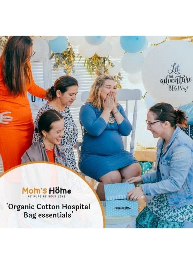 MOM'S HOME - Born Baby Organic Cotton Travel Bag Diaper Multipurpose Carry Bags For Mothers (Blue Large) - Image 1