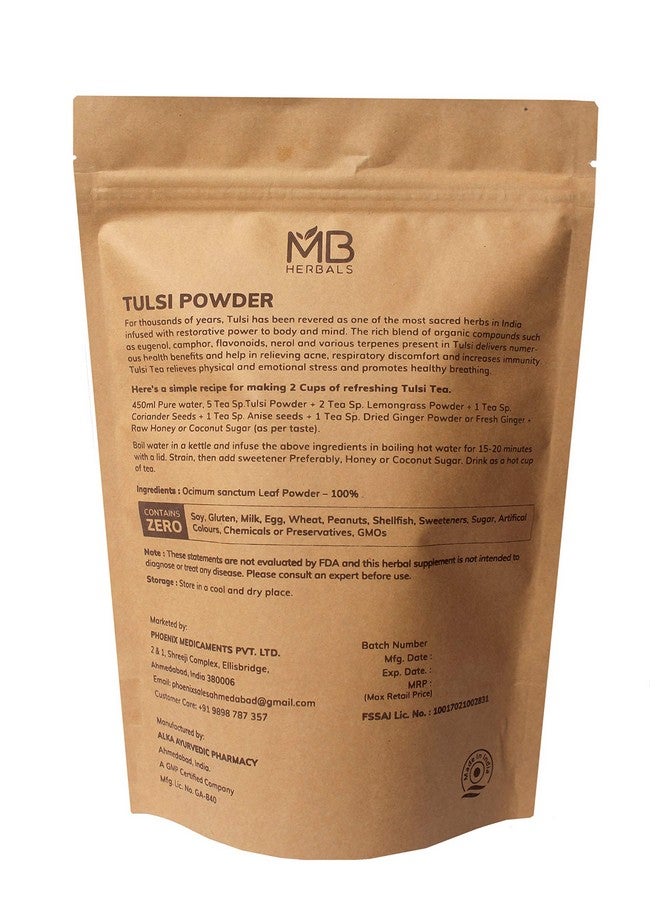MB Herbals Organic Tulsi Powder 8 Oz / 0.5 Lb (227G) ; Usda Certified Organic Tulsi Powder ; Ocimum Sanctum Tulasi ; Premium Quality Diet Supplement ; For A Refreshing Cup Of Tulsi Tea - Image 4