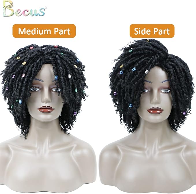 BECUS Dreadlock Wig Brown Braided Wigs Short Twist Crochet Hair Synthetic Afro Wigs for Women 125 Inch