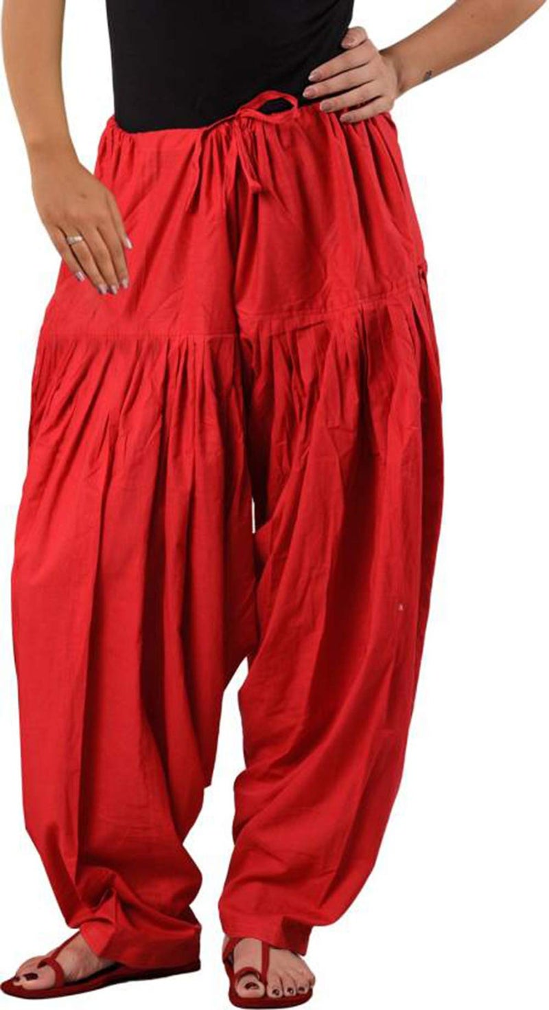 ANARO Red Women's Cotton Patiala Salwar(Pant) for Women (Size 48W X 39L) - Image 1