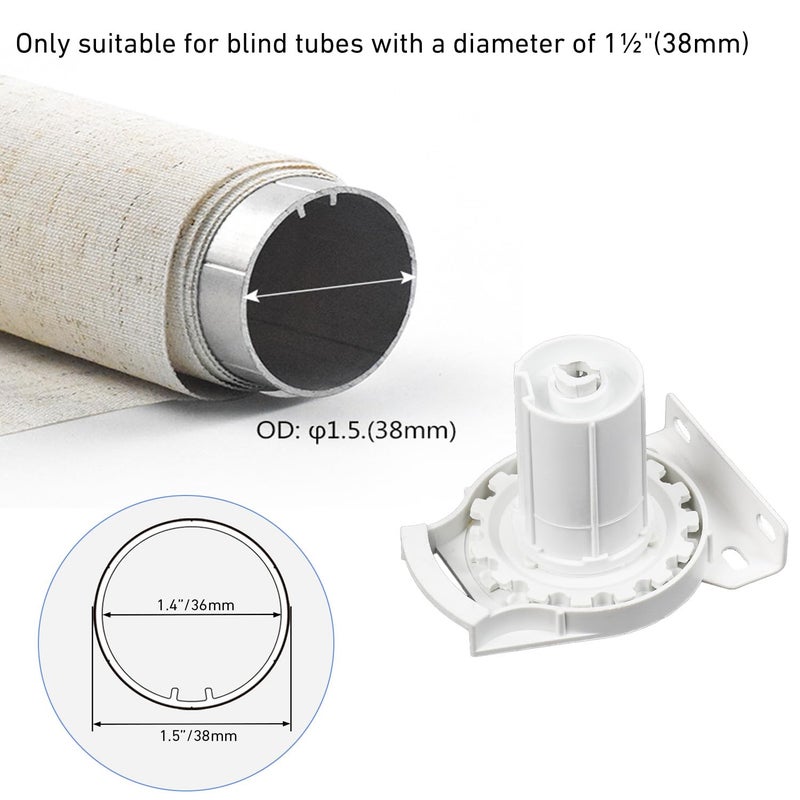 HUIYEETEX #560 Universal Roller Shade Replacement Parts, Roller Blind Fitting Repair Kit for 1.5"(38mm) Tube with R16 Clutches, Metal Bracket, and End Plug - Image 3