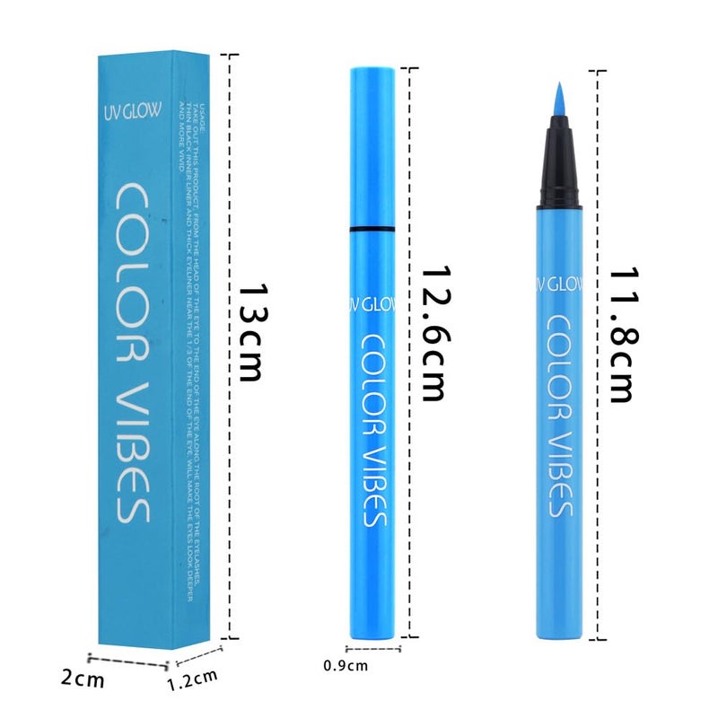 Wismee UV Glow Neon Liquid Eye liner, Matte Colored Eye liners Pen, Rainbow Colorful Neon Eye liner Pencil Pigmented Waterproof Smudgeproof Long Lasting Eye Liner for Halloween Christmas Makeup (Blue) - Image 5
