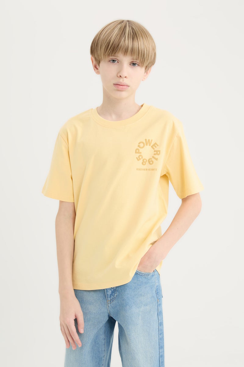 DeFacto Yellow Boy Oversize Fit Printed Short Sleeve T-Shirt Casual - Image 3