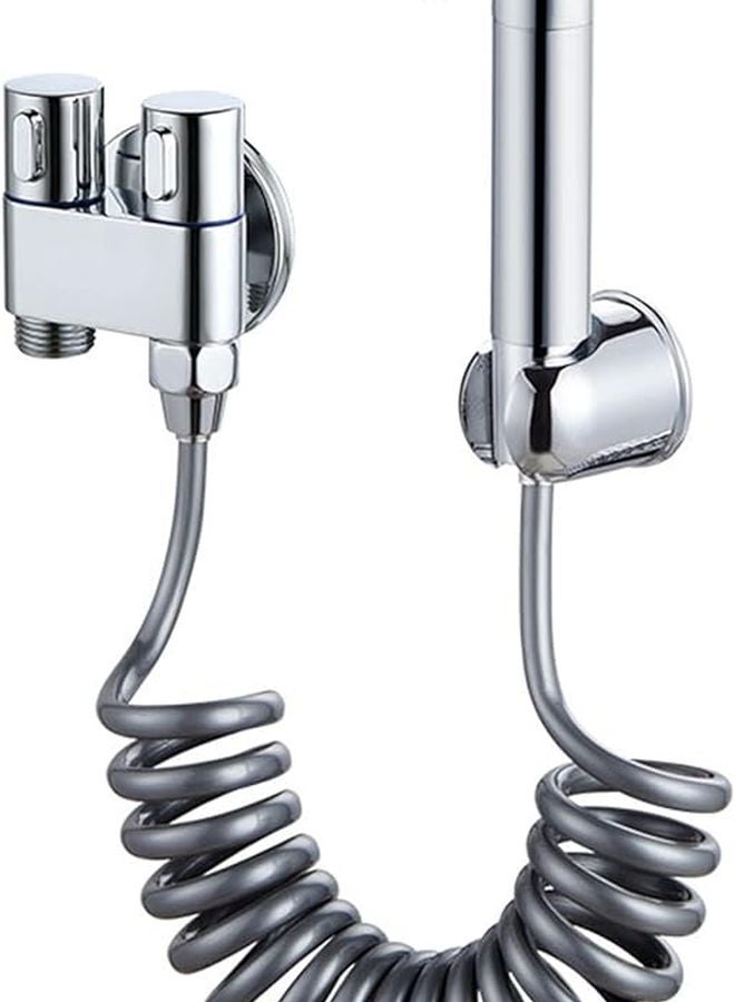 مرشة يدوية نحاسية مع خرطوم بطول 2 متر لغسل المرحاض وحفاضات الأطفال والحيوانات الأليفة والغسيل النسائي - Image 2