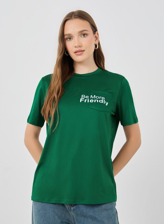 تايك تو تيشيرت أوفر سايز بطبعة شعار - Image 1