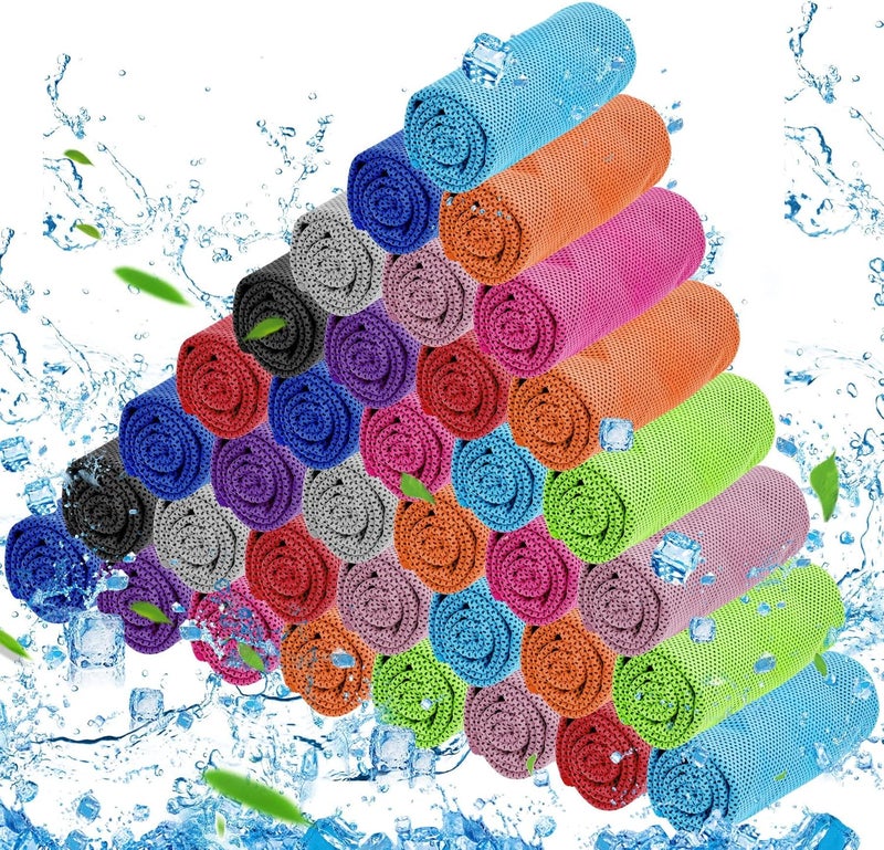 MENOLY 50 Pack Cooling Towels, Cooling Towels for Neck and Face, Sweat Microfiber Towel Soft Breathable Towel for Gym, Yoga, Camping, Running, Fitness, Workout & More Activities - Image 1