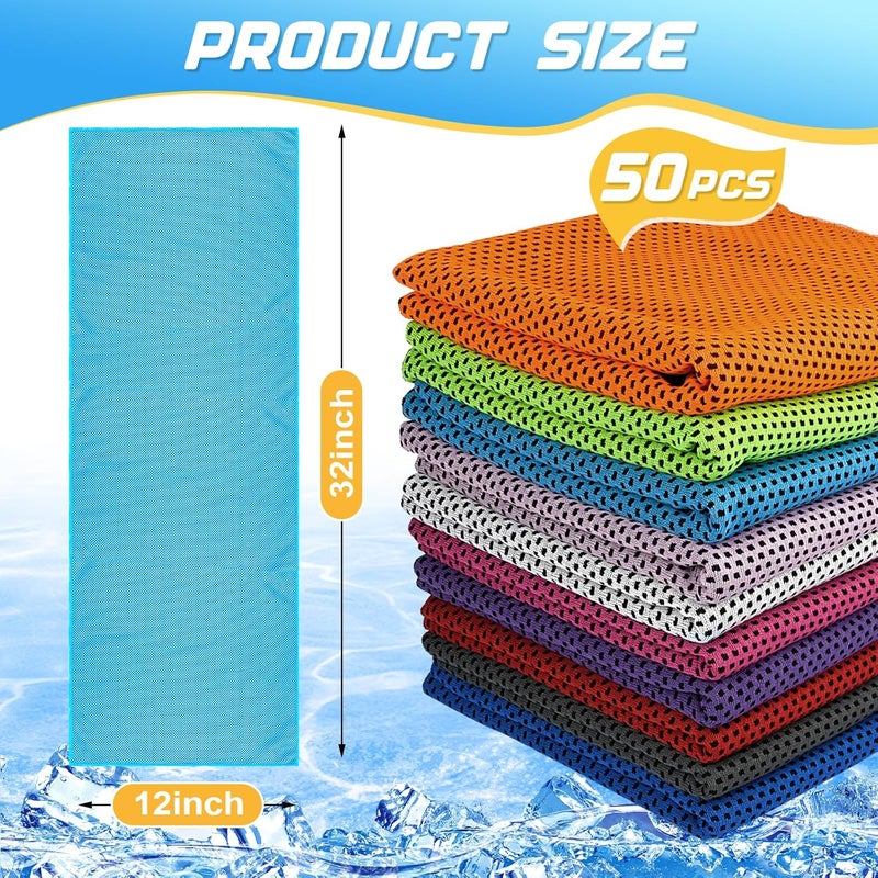 MENOLY 50 Pack Cooling Towels, Cooling Towels for Neck and Face, Sweat Microfiber Towel Soft Breathable Towel for Gym, Yoga, Camping, Running, Fitness, Workout & More Activities - Image 2