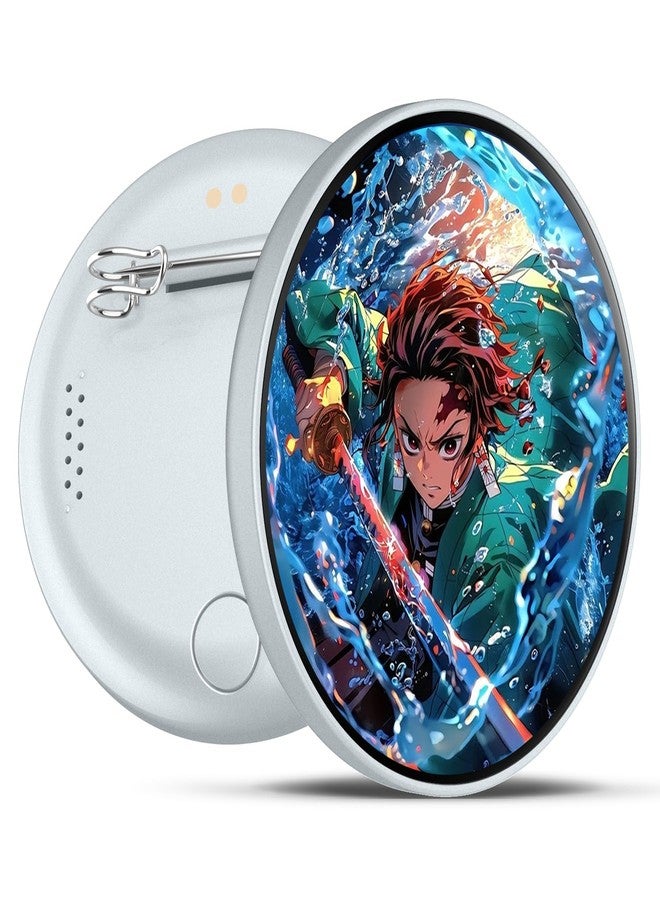 MOSA BEAR Digital Pixel Badge - Electronic Fun IPS Screen Badge for Photo/GIF/Video Display, Cyberpunk Anime Toy Button, Protective Case & Hook, Perfect Cosplay，Concert Gift for Anime，Football Fans (White) - Image 1