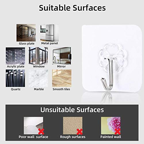 Xzyppci 58pcs Adhesive HooksReusable Hooks for HangingTransparent HooksWidely Applicable to Kitchen and Bathroom Sticky Hooks - Image 5