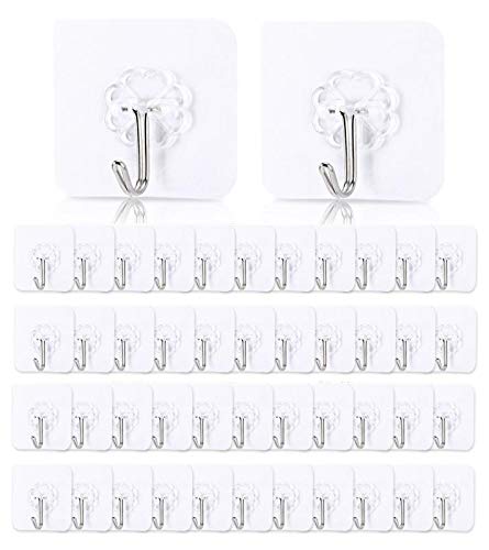 Xzyppci 58pcs Adhesive HooksReusable Hooks for HangingTransparent HooksWidely Applicable to Kitchen and Bathroom Sticky Hooks - Image 1