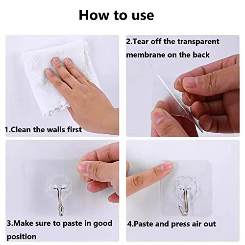 Xzyppci 58pcs Adhesive HooksReusable Hooks for HangingTransparent HooksWidely Applicable to Kitchen and Bathroom Sticky Hooks - Image 4