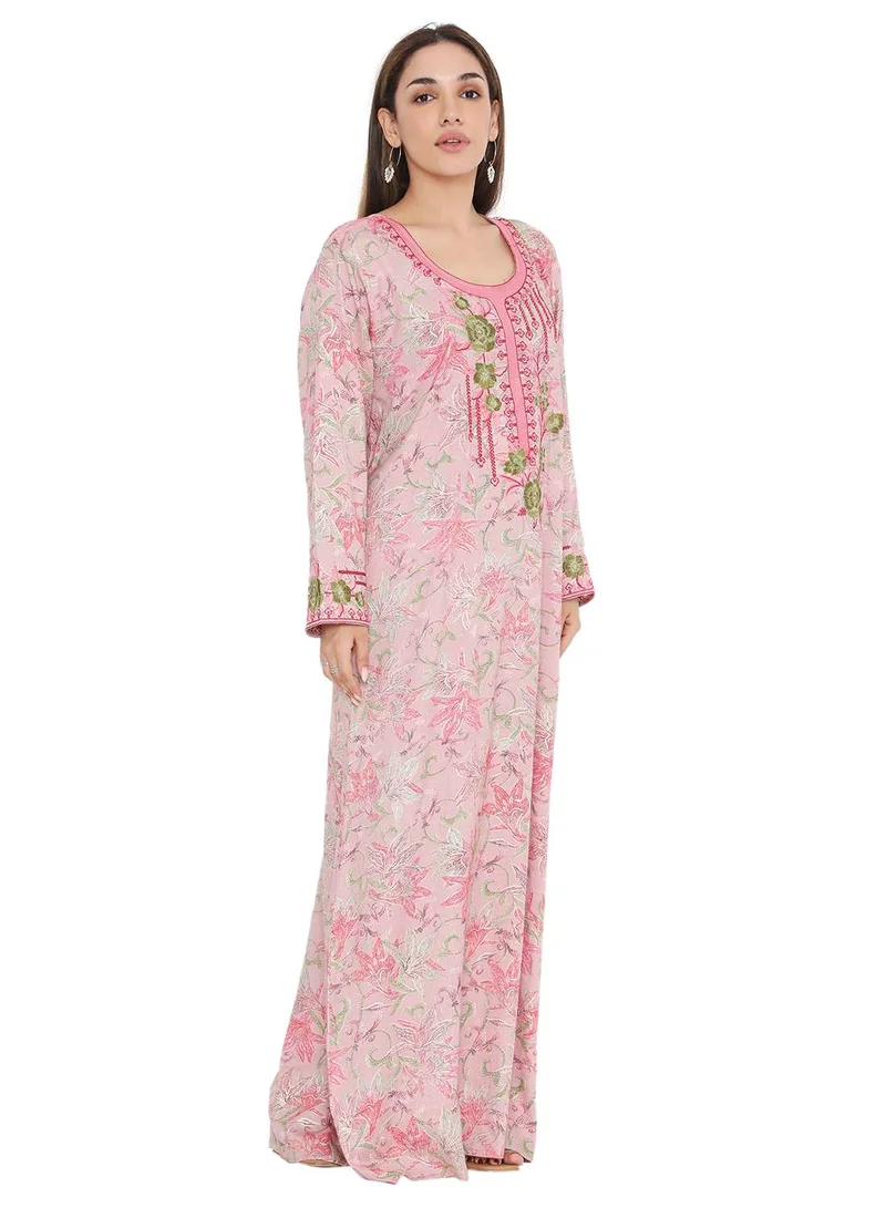HANA & SARA HIGH QUALITY VISCOSE JALBIYA WITH MULTICOLOR THICK THREAD EMBROIDERY ARABIC KAFTAN JALABIYA DRESS