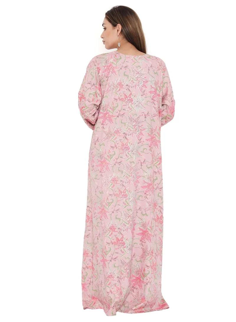 HANA & SARA HIGH QUALITY VISCOSE JALBIYA WITH MULTICOLOR THICK THREAD EMBROIDERY ARABIC KAFTAN JALABIYA DRESS