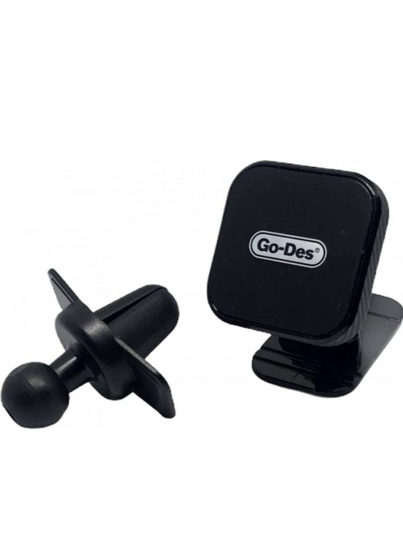 GO-DES - Car Phone holder 2 in 1 Magnetic Phone Mount, Universal Air Vent Magnetic Device Holder with Extra Strong Adhesion to all Surfaces Compatible for all Devices - Image 1