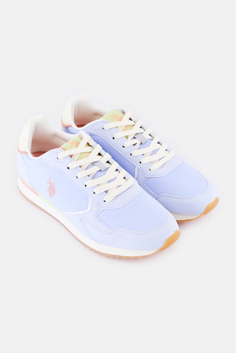 U.S. Polo Assn. Women Brand Logo Lace Up Casual Shoes, Light Blue - Image 3