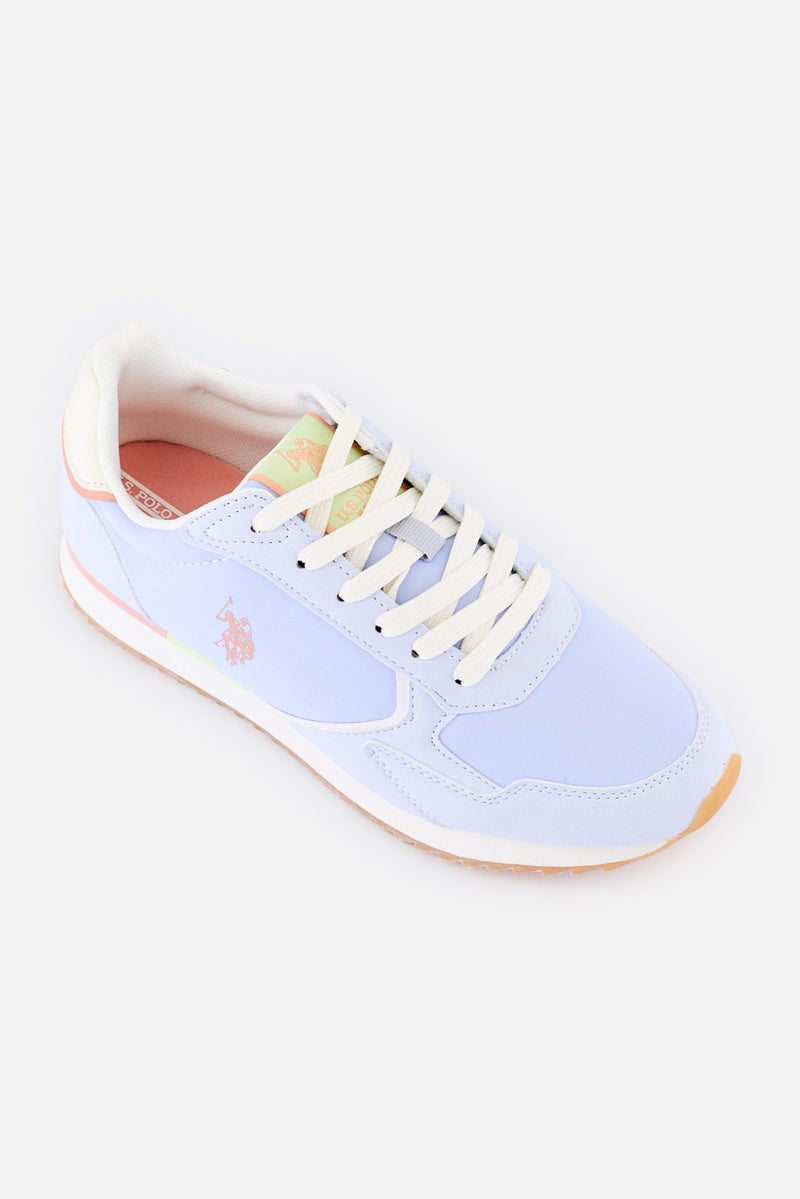 U.S. Polo Assn. Women Brand Logo Lace Up Casual Shoes, Light Blue - Image 1