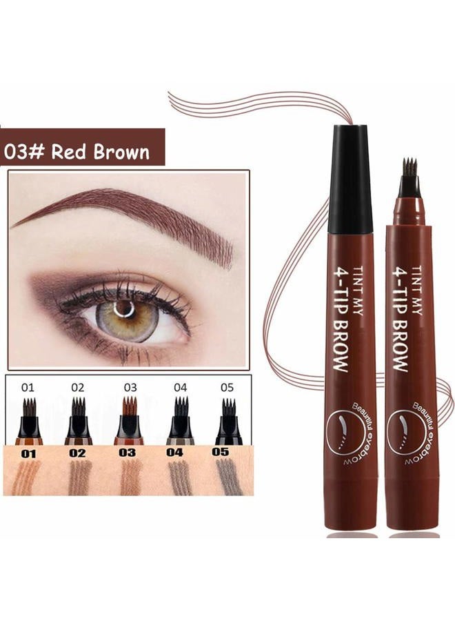 QUEMISS Microblading Eyebrow Pen 3D 4 Fork Tip Eyebrow Pencil Creates Lasting MakeUp Professional Natural Looking Brow Pen Cover Sparse Areas Daily Waterproof Brow Pencil - Image 3