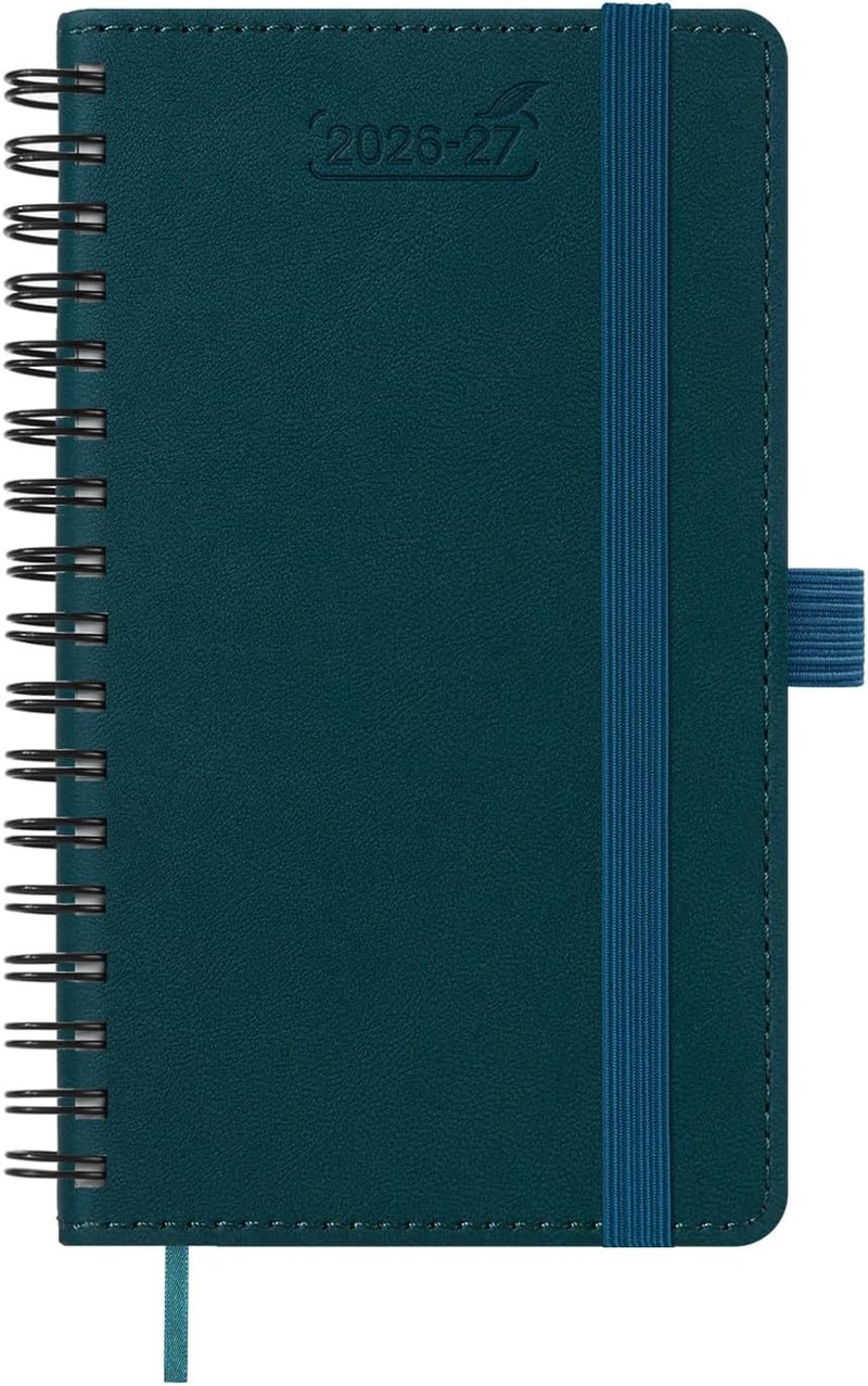 BEZEND Pocket Diary 2026-2027 Week to View Academic Year 18 Month (Jul'26 - Dec'27), Spiral Bound A6 15.5 x 9 cm Small Weekly Planner with Pen Holder & PU Leather Softcover, Dark Green - Image 1