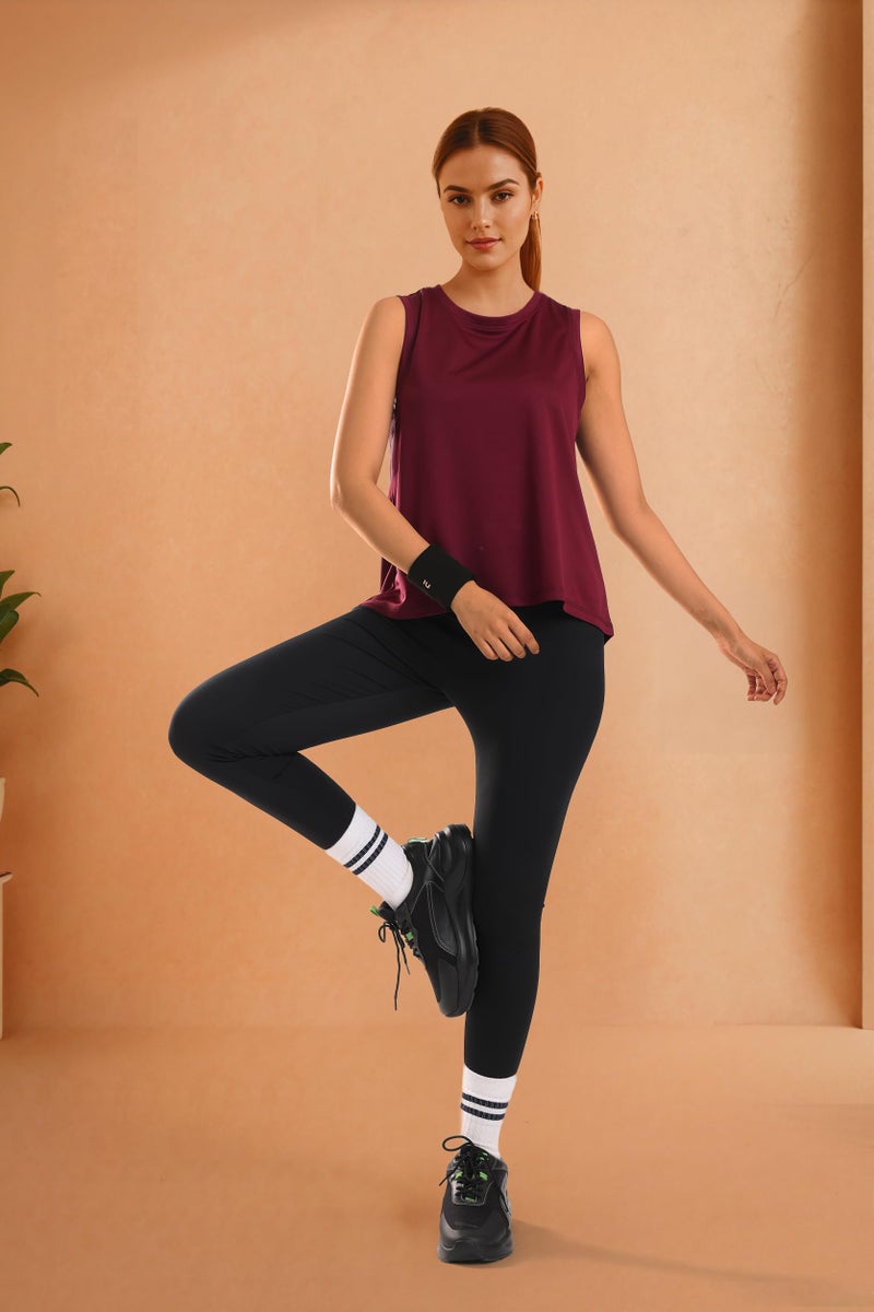 PUMP'D Athleisure Women's Sleeveless Fashion Tank Top - Lightweight, Anti-Odor, UV Protect, Dry Tech, Ultra Soft Seams (Grape Wine, S) - Image 3