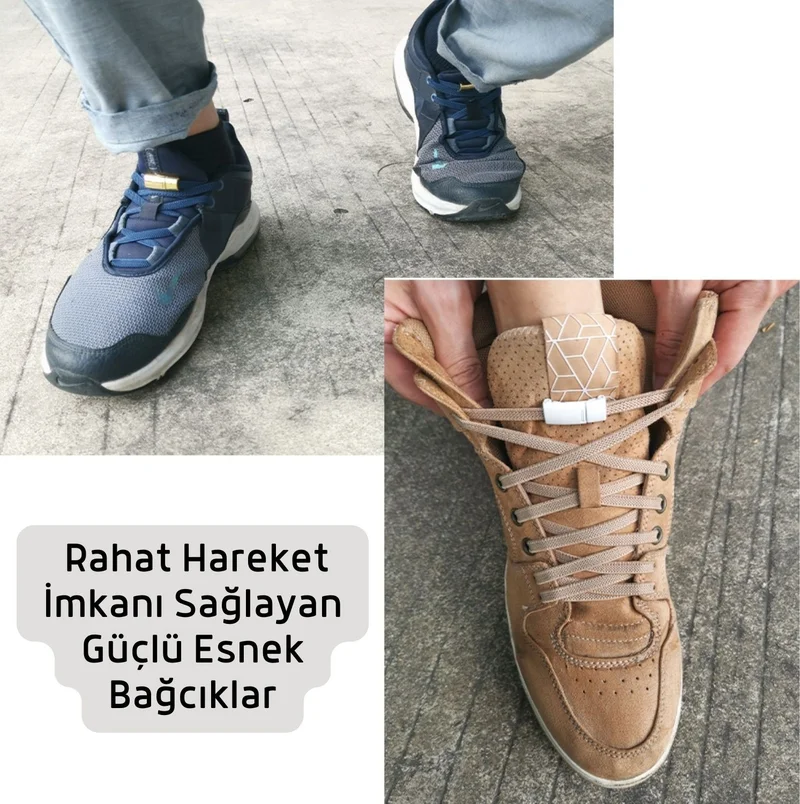 نيستور New Generation, Smart Elastic Laces with Metal Magnets, Lock, Plug and Drop Shoelaces, Non-Tie Laces, Magnetic Laces, 1 Pair 100 cm