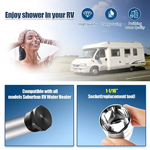 jixsloft 5 Pack RV Water Heater Anode Rod & Flush Wand Kit with Hex Wrench Socket Removal Tool, 9.25"L x 3/4" NPT Aluminum RV Hot Water Heater Anode Rod for Suburban, Mor-Flo, Extends RV Tank Life - Image 5