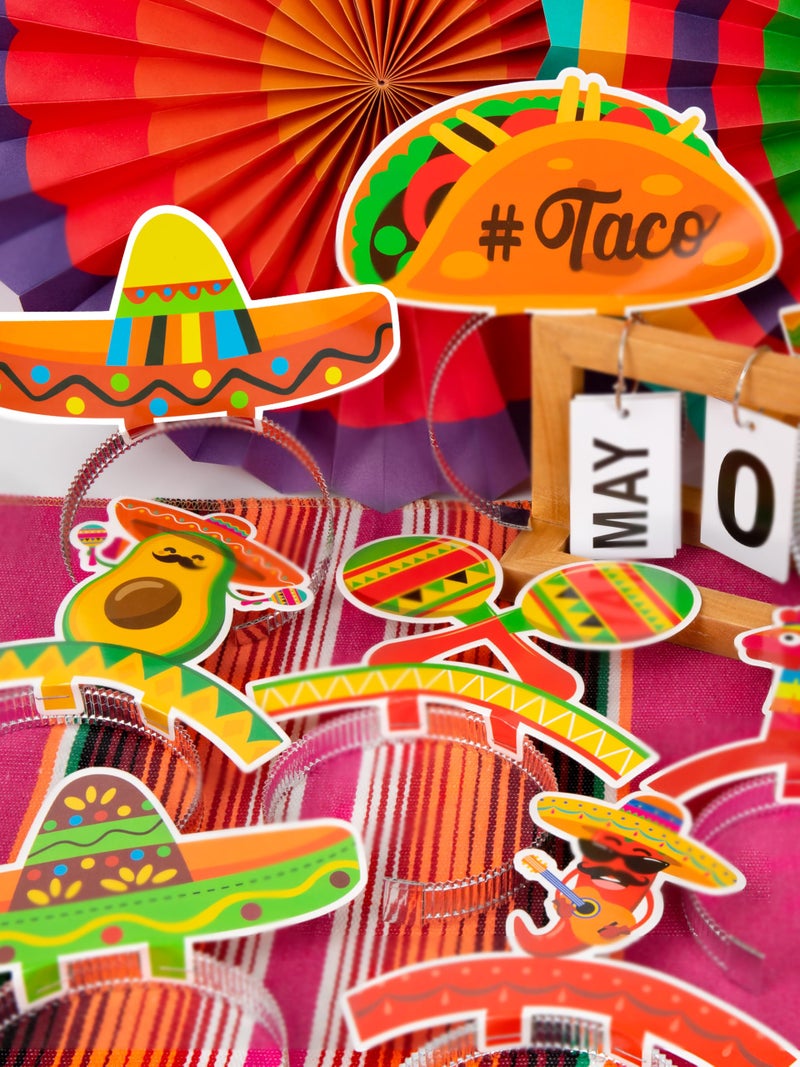 Melisheer 12 PCS Colorful Patterned Cardboard Sombrero Hats, Fiesta Headbands for Mexican Theme Celebration Party Favors - Image 3