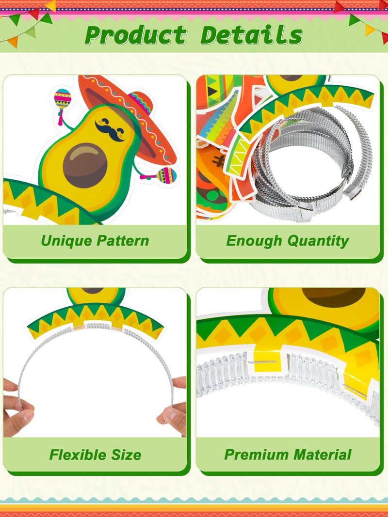 Melisheer 12 PCS Colorful Patterned Cardboard Sombrero Hats, Fiesta Headbands for Mexican Theme Celebration Party Favors - Image 5