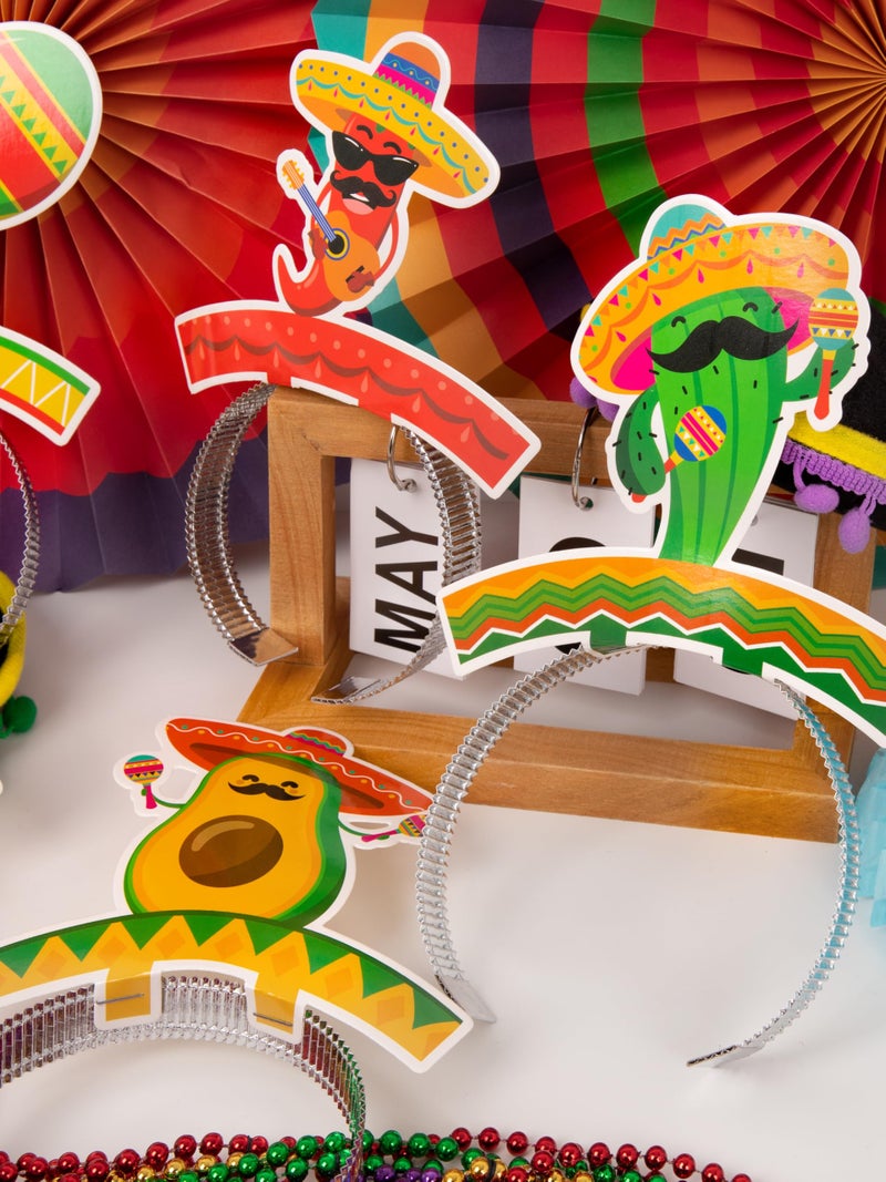 Melisheer 12 PCS Colorful Patterned Cardboard Sombrero Hats, Fiesta Headbands for Mexican Theme Celebration Party Favors - Image 4