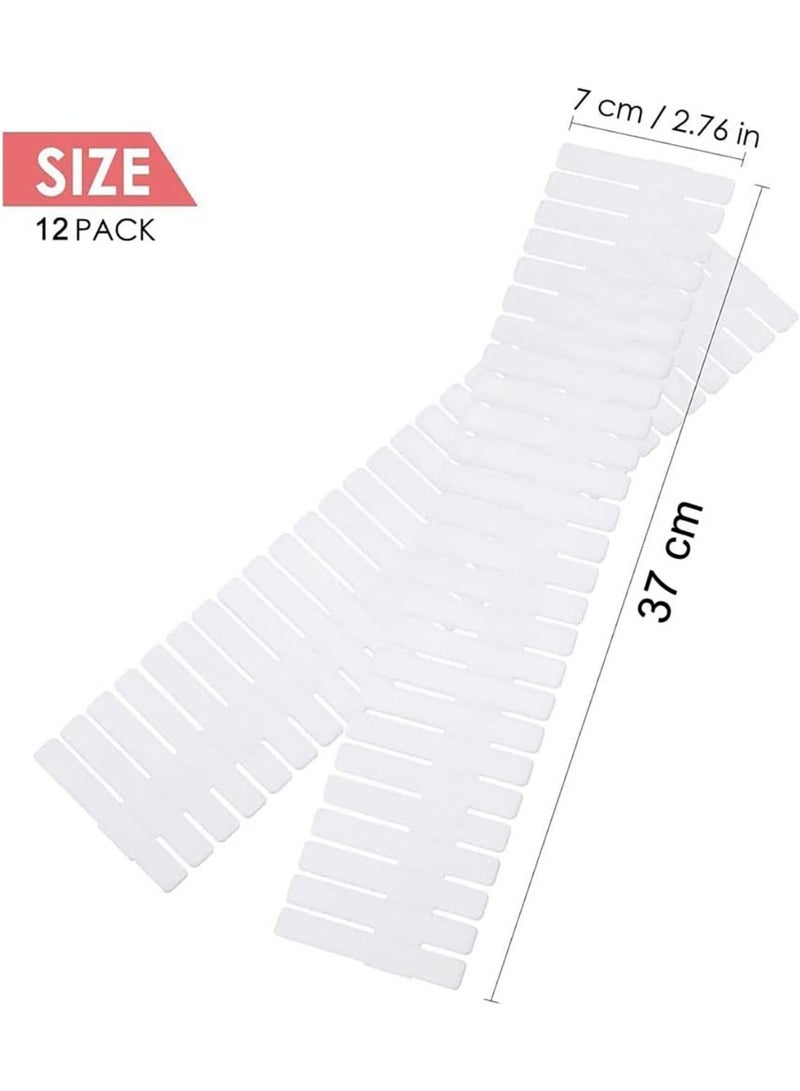 موثوقية التنبؤ منظم أدراج، منظم أدراج، قابل للتعديل، بسيط، أبيض، 12 عبوة (37 × 7 سم)، منظم أدراج لغرفة النوم، الخزانة، الملابس، المكتب، تخزين المطبخ - Image 5