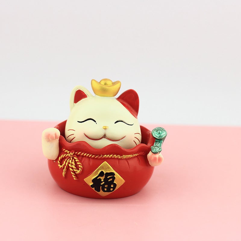 Generic Creative shake head lucky cat car decoration hand resin doll home desk decoration opening gift 9058 shook his head fortune cat (fu)