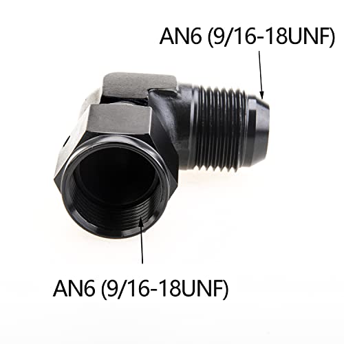 CNRAQR 6AN Female to 6AN Male Flare 90 Degree Swivel Hose Fitting Adapter Aluminium Anodized Black 2Pcs - Image 2