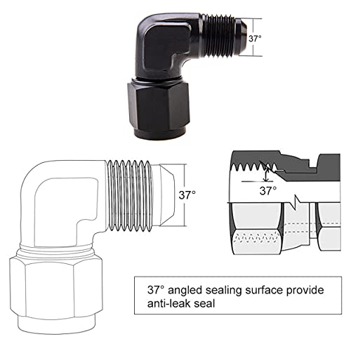 CNRAQR 6AN Female to 6AN Male Flare 90 Degree Swivel Hose Fitting Adapter Aluminium Anodized Black 2Pcs - Image 4