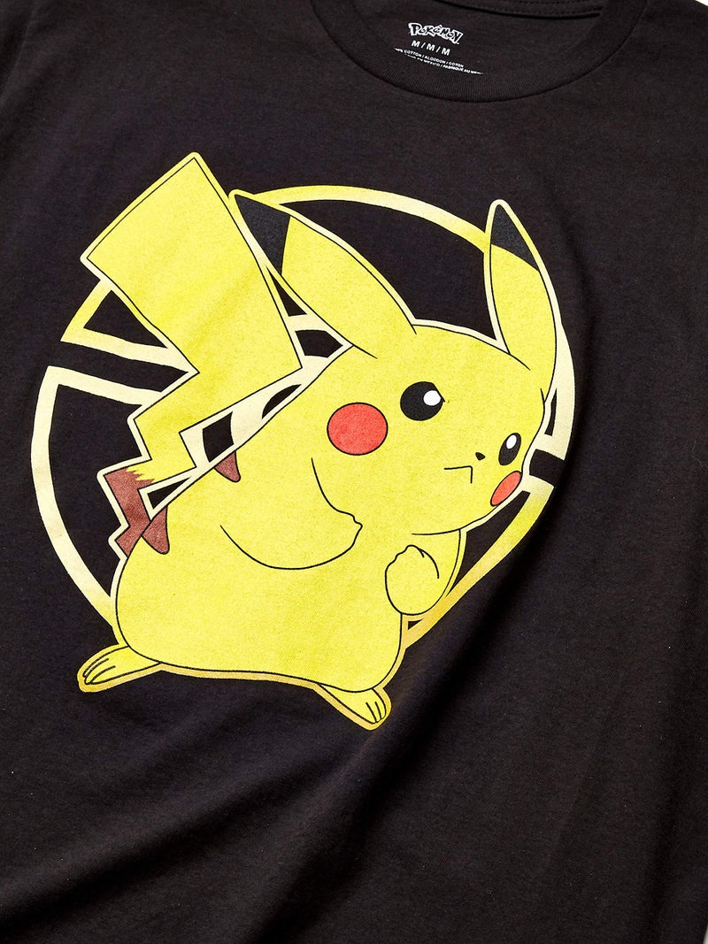 Pokemon Unisex Adult Gold Pokeball Pikachu Active T Shirt, Black, Small US - Image 2